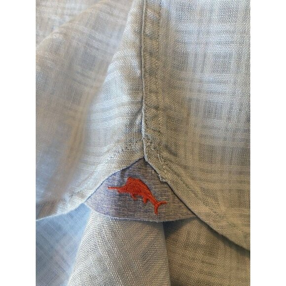 Tommy Bahama Mens Button Up Shirt Linen Cotton Blend Size Large Shirt Light Blue - Picture 11 of 15